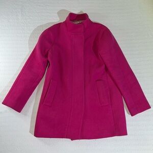 J. CREW Wool Blend City Coat Pea Coat Womens 8 Fuschia Pink Preppy Barbie Winter